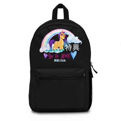 Go to Hell Kawaii Unicorn Backpack – Anime-Inspired School & Travel Bag