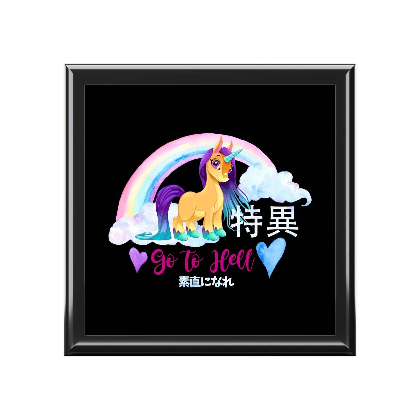 Go to Hell Kawaii Unicorn Jewelry Box – Pastel Anime-Inspired Trinket Storage