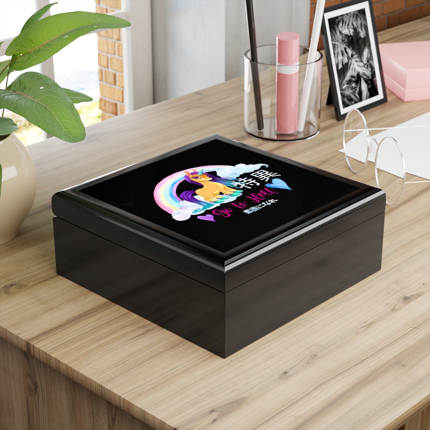 Go to Hell Kawaii Unicorn Jewelry Box – Pastel Anime-Inspired Trinket Storage