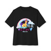 black kawaii t-shirt with a unicorn in the style of My Little Pony and the text "go to hell", with Japanese letters anime style.
