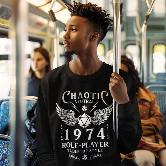Chaotic Neutral Role Player Long Sleeve Shirt | D10 Dice Gamer Apparel for Nerds & DnD Fans