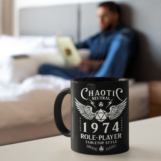 Chaotic Neutral Role Player Mug | Nerdy D20 Dice Coffee Cup Gift for Gamers & DnD Fans